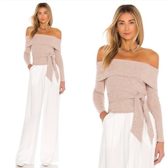 Lovers + Friends Off-Shoulder Ramona side tie sweater size Small - Picture 1 of 10